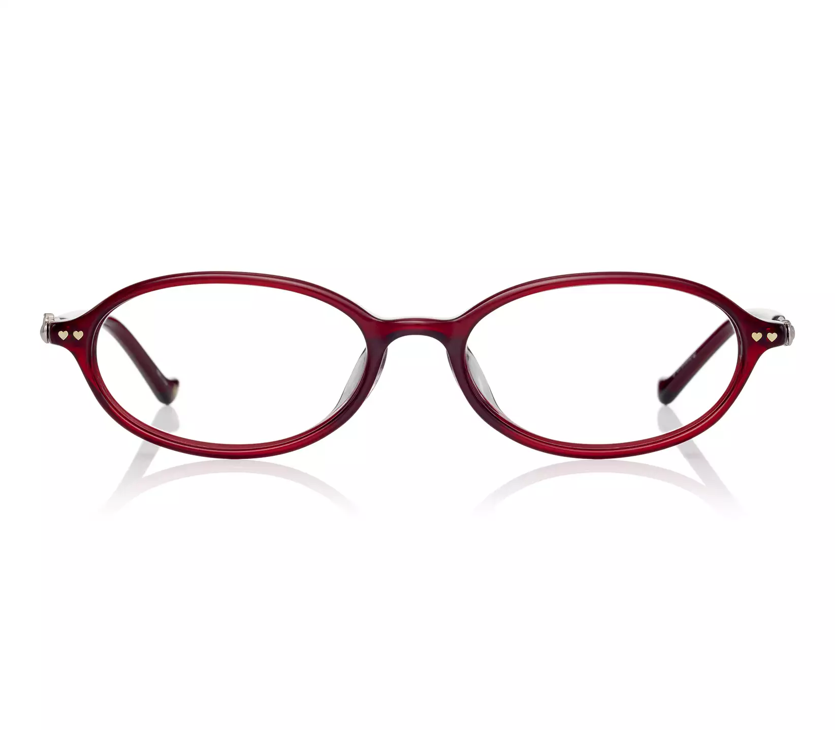 Front view of red OWNDAYS × Hello Kitty eyeglass frames (size M) on a white background.