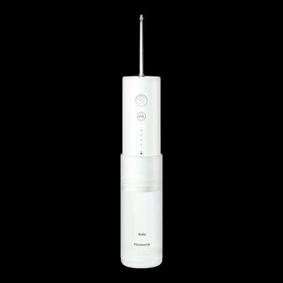 A white water dental flosser (ジェットウォッシャー ドルツ EW-DJ42) shown against a black background.