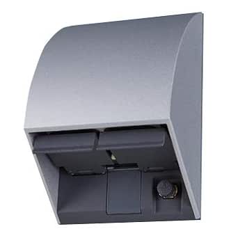 Silver Panasonic waterproof double outlet with hinged protective cover and earth terminal, shown from an angled view.