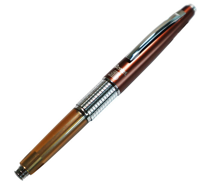 Metallic brown Pentel Kerry mechanical pencil with a chrome clip and textured metal grip on a white background.