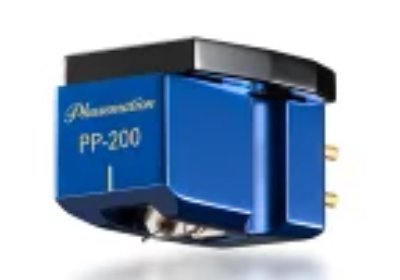 Blue Phasemation PP-200 moving-coil cartridge photographed against a white background.