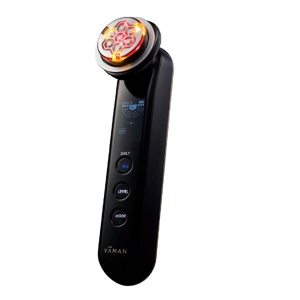 Handheld skin rejuvenation machine フォトプラス プレステージSP Ⅲ showing an LED treatment head, display, and control buttons.