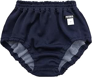 Navy blue bloomer-style men's cotton underwear with an elastic waistband and a visible PHYSALIS tag.