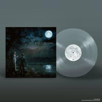 Clear vinyl record displayed next to the album cover artwork for Piano Collections FINAL FANTASY XV -夜に満ちる律べ-.