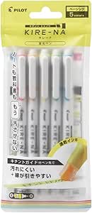 Packaged set of five Pilot KIRE-NA highlighter pens visible in clear blister packaging with a yellow header.