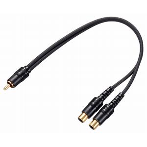 Pioneer RCA splitter pin cable showing one male RCA plug splitting to two female RCA sockets on a white background.