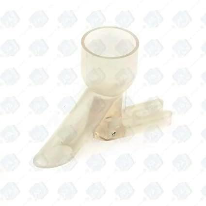 Transparent plastic tablet press feed boot compatible with TDP 5 v2, 6s v2, and TDP 0 v2 on a white background.