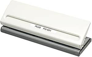 White PLUS PU-601 6-hole punch with a gray base visible.