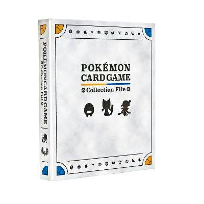 White Pokémon Card Game collection file binder showing three Pokémon silhouettes on the cover.