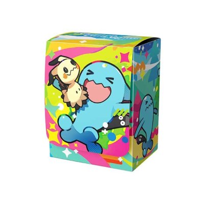 A colorful deck case showing Mimikkyu and Wobbuffet character artwork on the front and side.