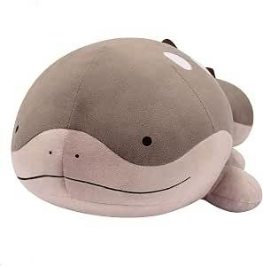 Angled front photo of a brown and light-gray Mechamo (Doo~) Pokémon plush doll.