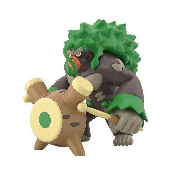 Plastic figure of ゴリランダー (Rillaboom) from Pokémon Scale World Galar region posed with its drum on a white background.
