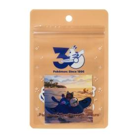 A resealable package showing the Pokémon Timeless Adventure sticker set with visible stickers inside.