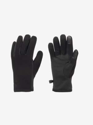 Pair of black Polartec Power Stretch unisex gloves shown flat against a white background.