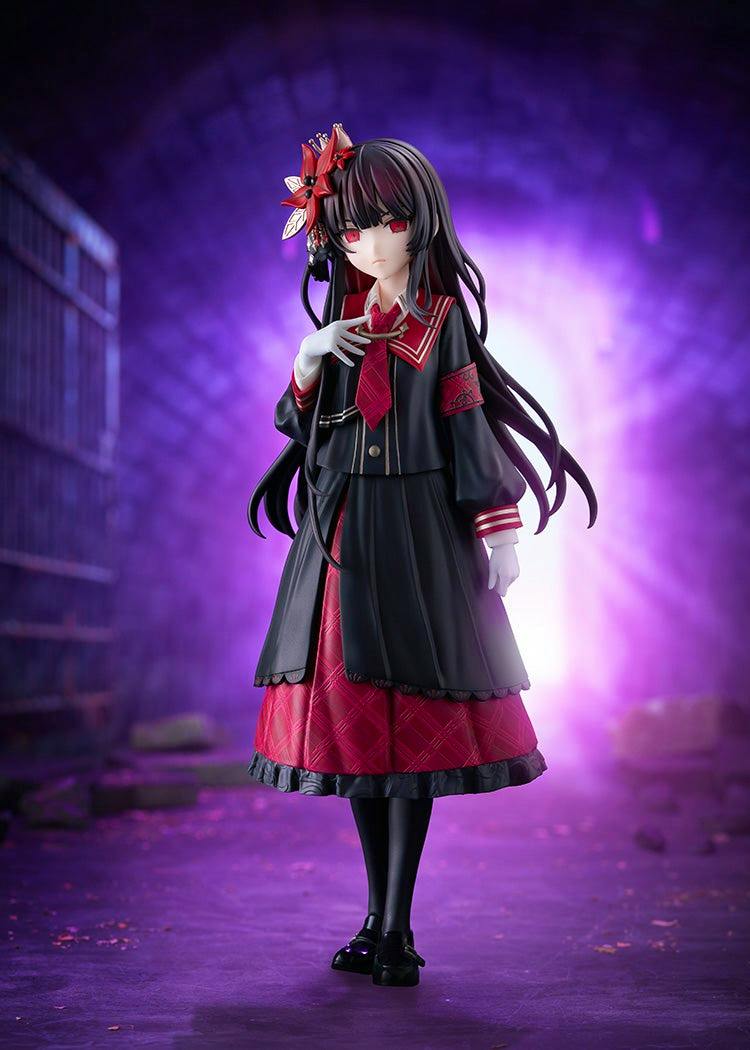 Full-body photo of the POP UP PARADE 二階堂ヒロ L size figure wearing a black and red outfit.