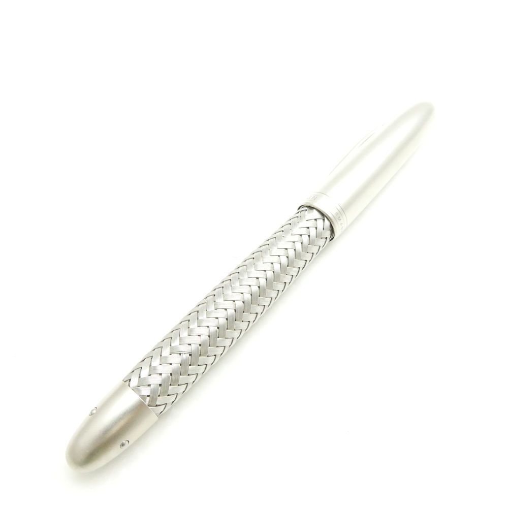 Silver PORSCHE DESIGN P3110 Techflex fountain pen photographed on a white background.