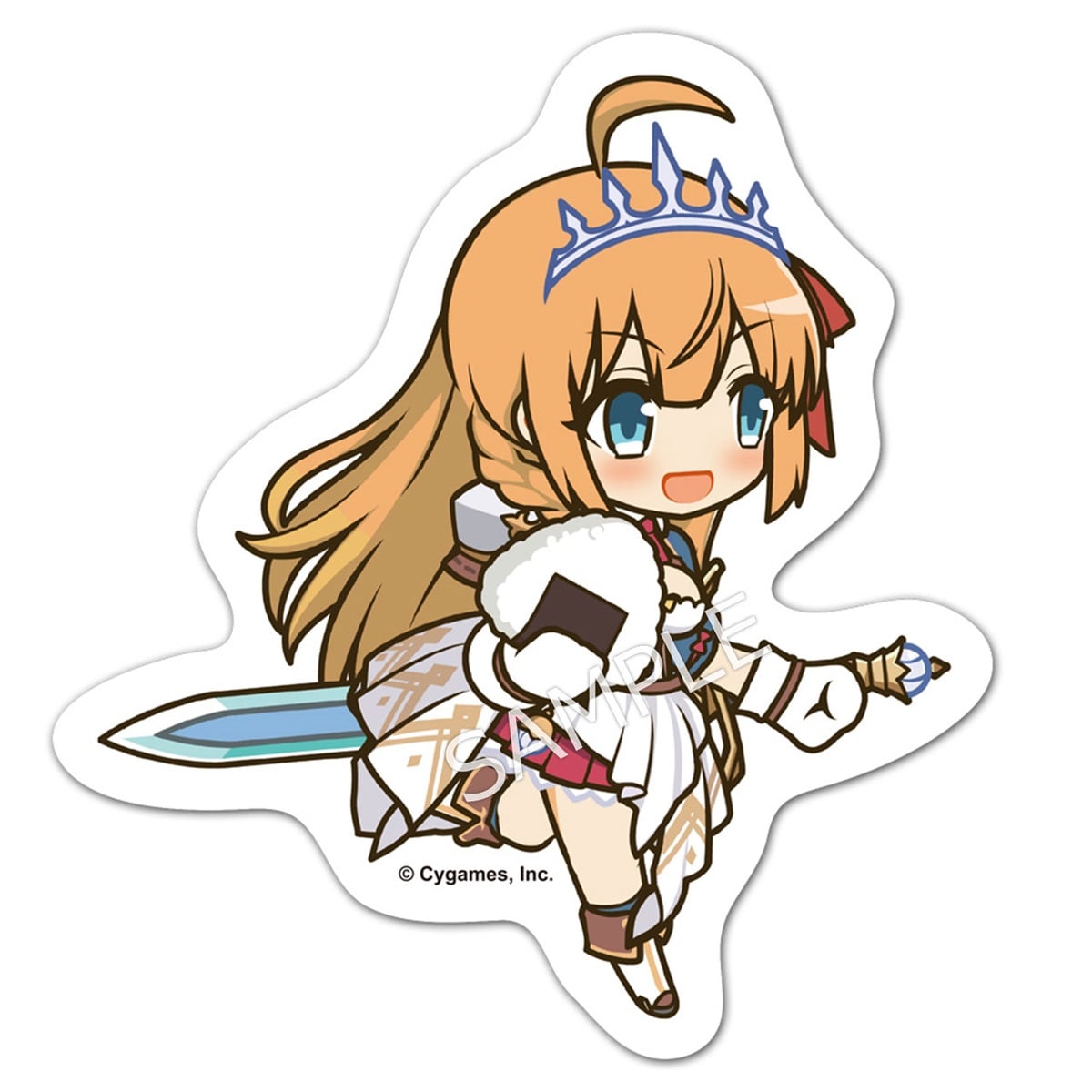 Magnet sticker of Pecorine from Princess Connect! Re:Dive showing the character holding a sword on a white background.