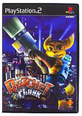 Front cover art of the PlayStation 2 game ラチェット&クランク showing the title logo and main characters.