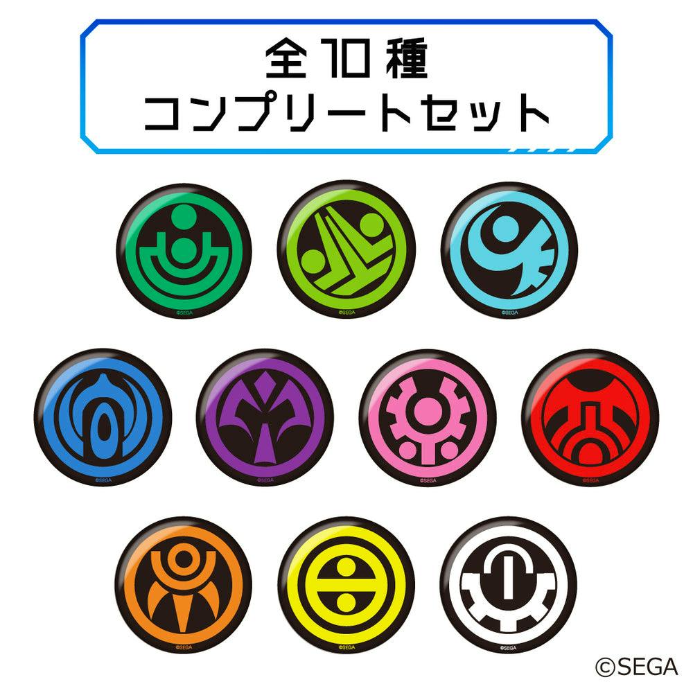Ten round PSO section ID can badges in different colors shown on a white background with header text.