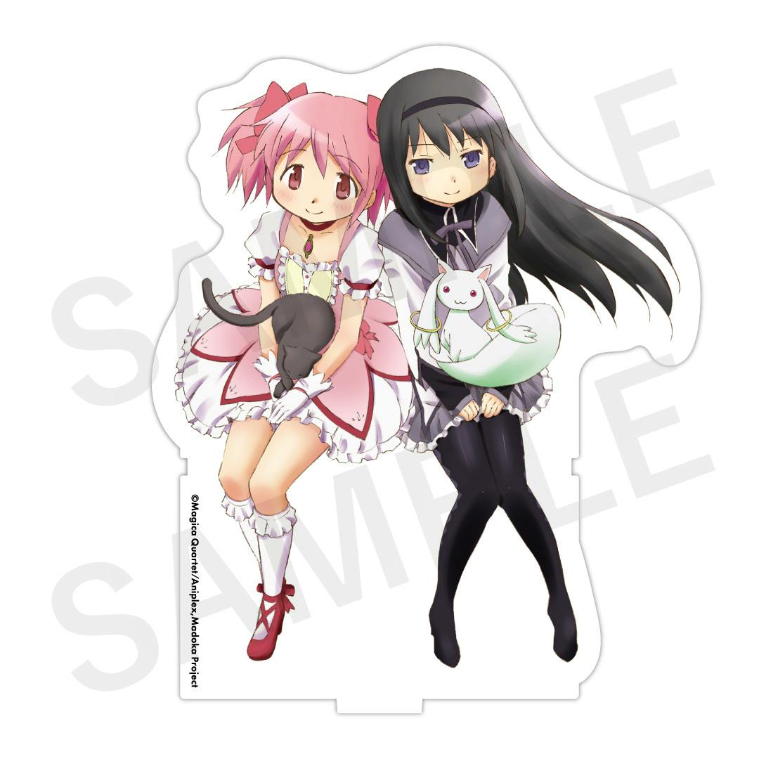 Acrylic stand depicting Madoka Kaname and Homura Akemi sitting side by side.