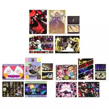 Collage showing multiple A4 clear files and matching stickers with colorful anime-style artwork, presented as a set.