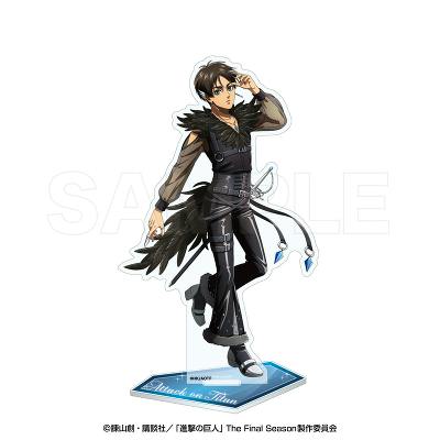 Acrylic stand of Eren from "レイヴンブレイド" displayed on a blue base against a white background.