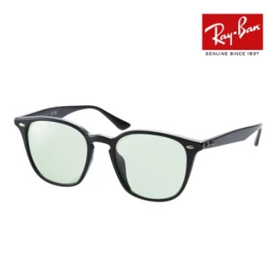 Photo of the Ray‑Ban rb4258f sunglasses — black frame with light green lenses on a white background.