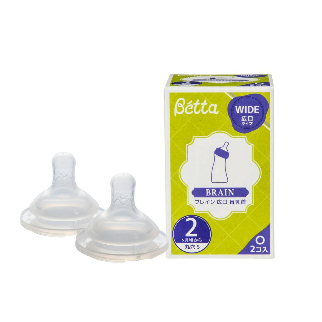 Two clear wide‑neck replacement nipples (set of 2) shown next to the product box.