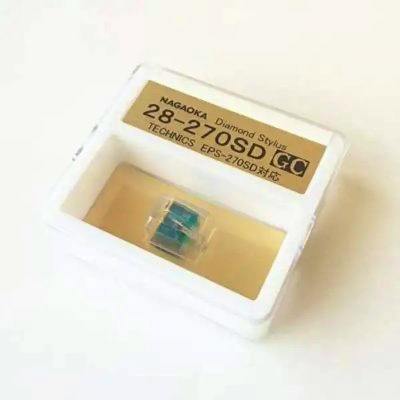 A small replacement record player stylus in a clear plastic display case labeled "28-270SD".