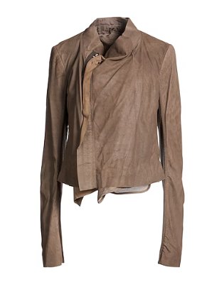 Rick Owens biker jacket (it46 size) in brown cow leather shown on a white background.