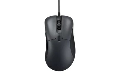 Top-down view of a wired RM1 PC mouse on a plain white background.