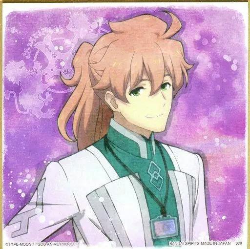 Colored shikishi art print of Romani Archaman from Fate/Grand Order against a purple background.