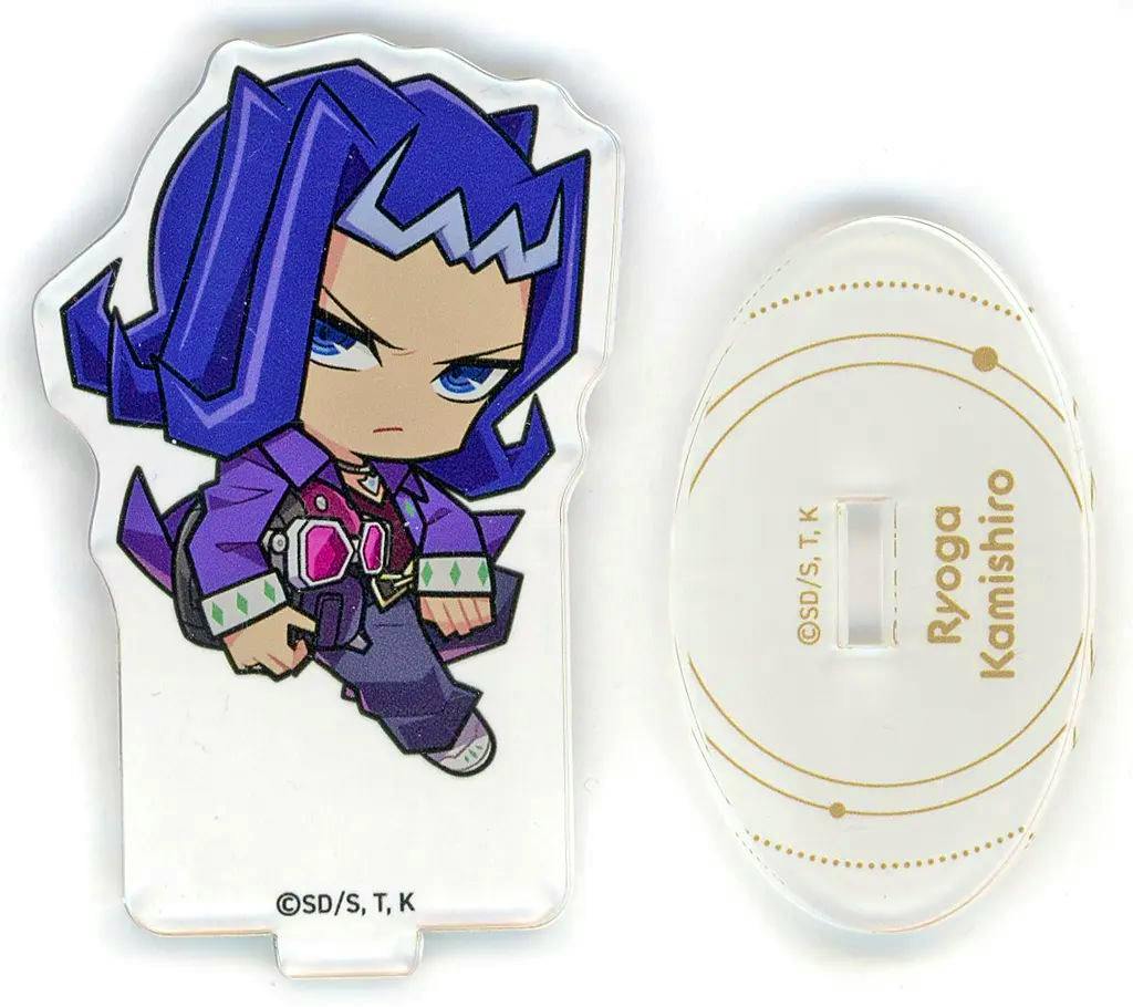 Chibi acrylic stand front piece and oval base showing Ryoga Kamishiro character art.