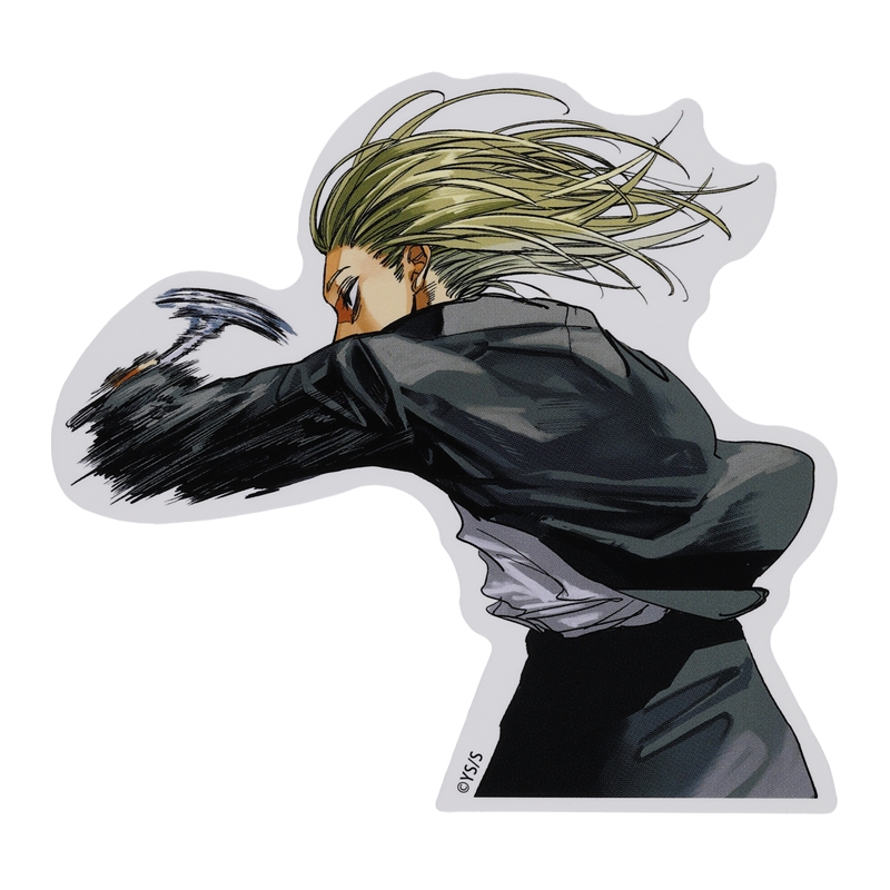Die-cut sticker of 'SAKAMOTO DAYS' character 神々廻 showing the character in a side-facing punching pose.