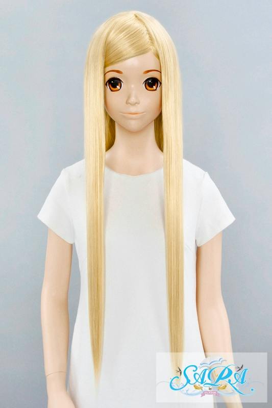 Front view of the SARA straight synthetic wig (Sゴールド14) displayed on a mannequin.