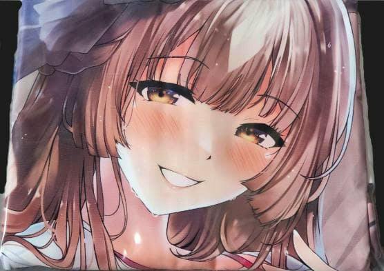 Front of a polyester dakimakura pillow cover showing a close-up print of the Umamusume character Satono Diamond.
