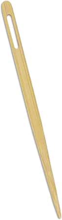 A single Seeknit Natural Norl Bindings wooden tool with a long narrow slot and tapered point on a white background.