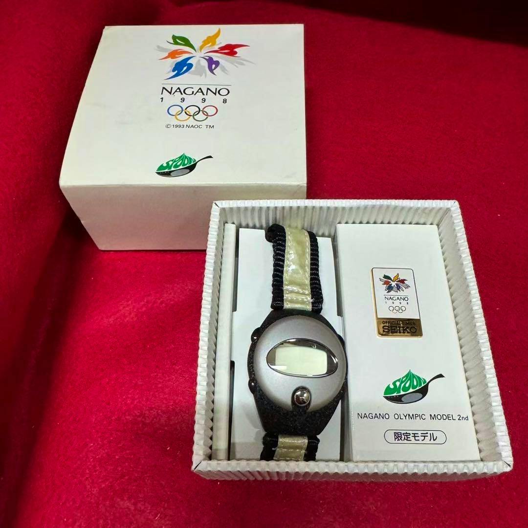 SEIKO Nagano 1998 Olympic limited model wristwatch displayed inside its original box with accompanying inserts.