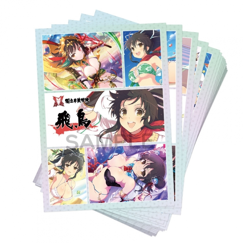 Stack of illustrated postcards featuring characters from Shinobi Master: Senran Kagura NEW LINK.