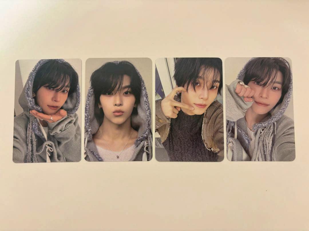 Four photocard fronts from the シンロン UNBREAKABLE :少年BEAST set showing portrait photos arranged side by side.