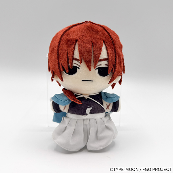 A single Shinsengumi plush with red hair wearing a blue-and-gray outfit on a white background.