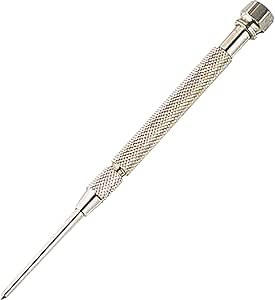 Photo of the SHINWA marking-off stylus: metal stylus with knurled handle and pointed tip.