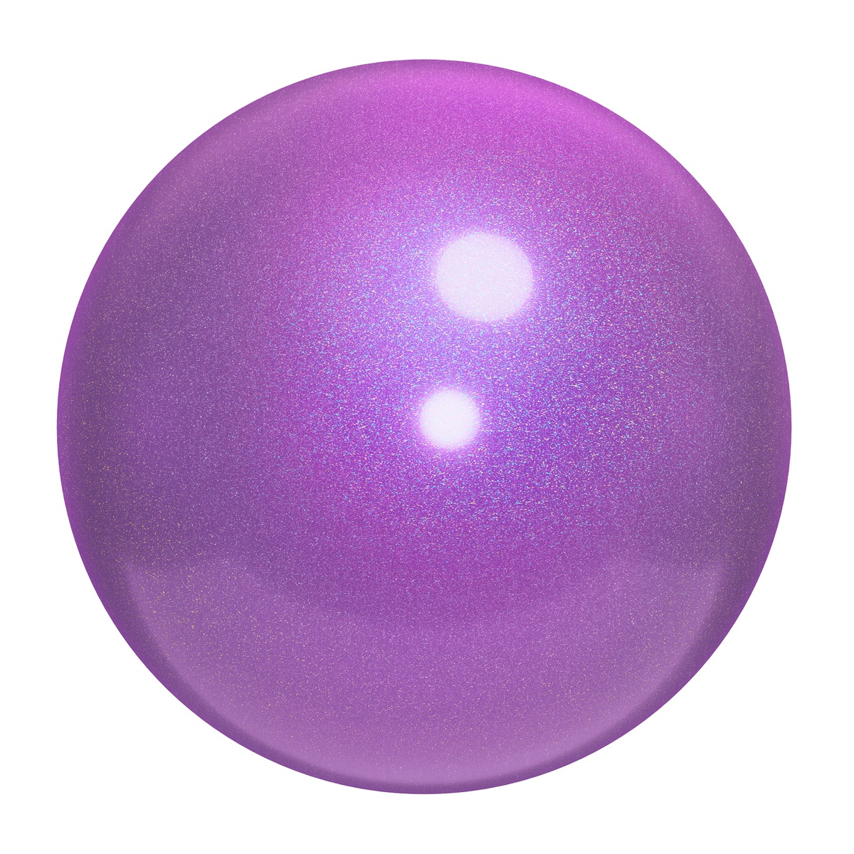 Shiny purple inflatable exercise ball on a white background.