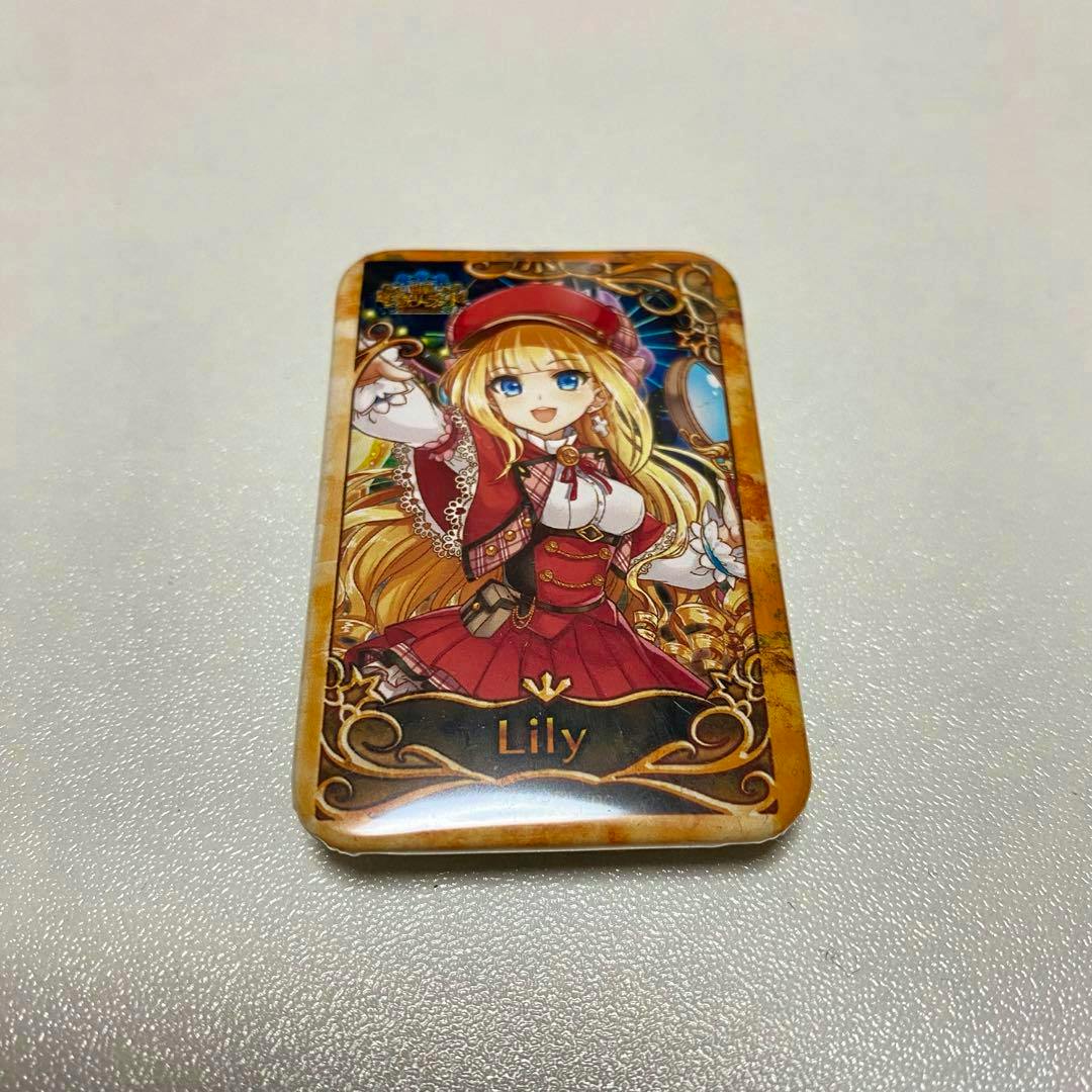 Front of the rectangular can badge showing the Lily character illustration and the text 'Lily'.