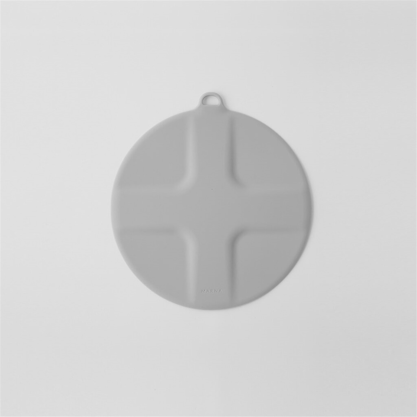 Round gray silicone kitchen sink drain stopper shown flat on a white background.
