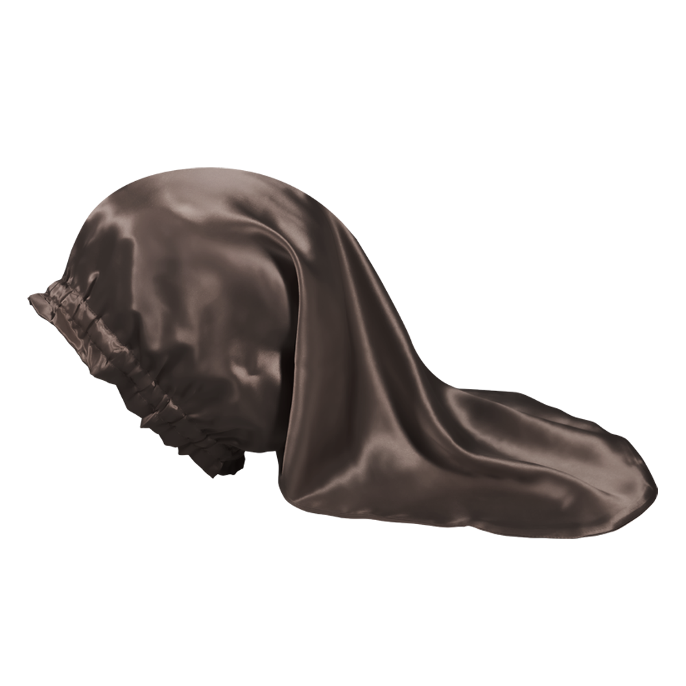 Silk hair care cap (rubber/elastic cord type) displayed on a black background.