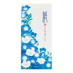 Vertical image of the letter set showing a blue nemophila floral pattern and Japanese text on the cover.