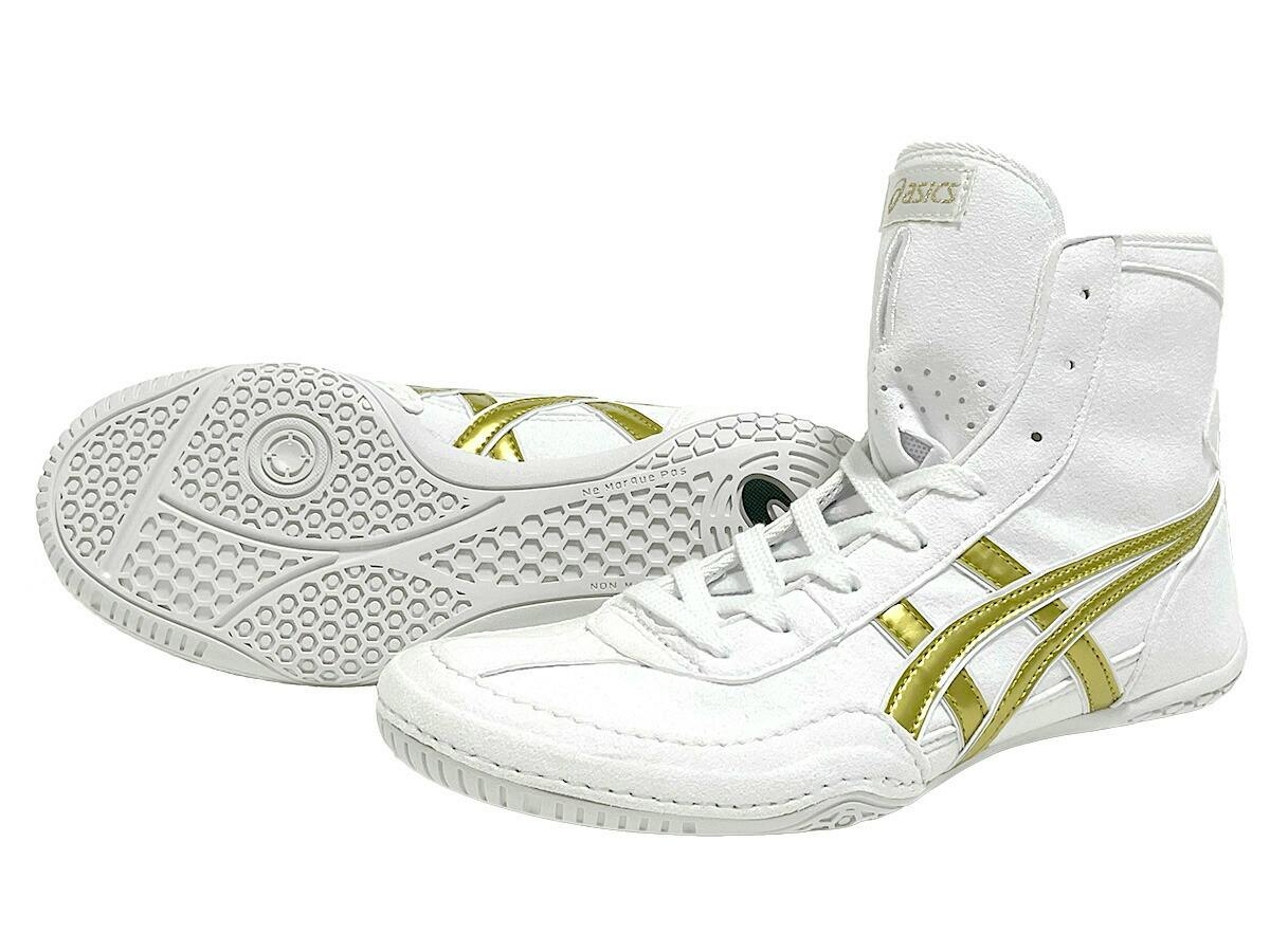 Silver Surfer shoes (shoes, polyester): a pair of white high-top athletic shoes with metallic gold side stripes, one shoe showing the treaded sole.