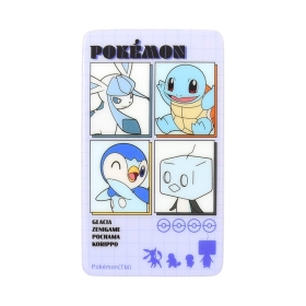 A cooling sheet showing four Pokémon-themed panels with cartoon characters on a light purple background.