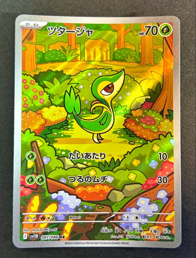 Front of the trading card ツタージャ AR ブラックボルト SV11B 087/086 showing holographic artwork and printed text.